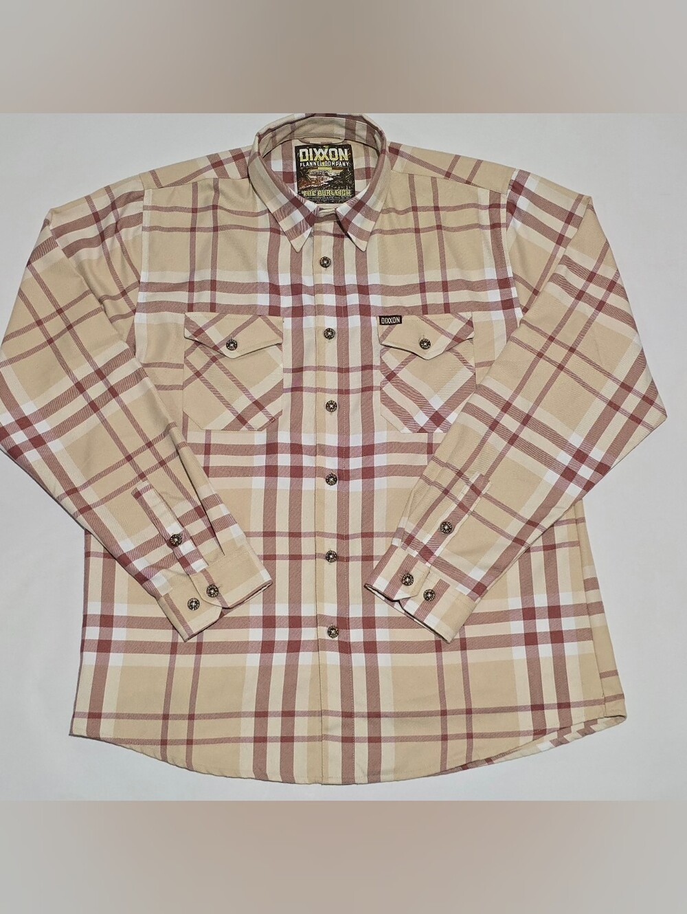DIXXON The Burleigh Snap Button Plaid Shirt Large Rust Beige
